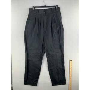 Vintage Sportables Women's Pleated Pants Size 14 Black 100% Cotton